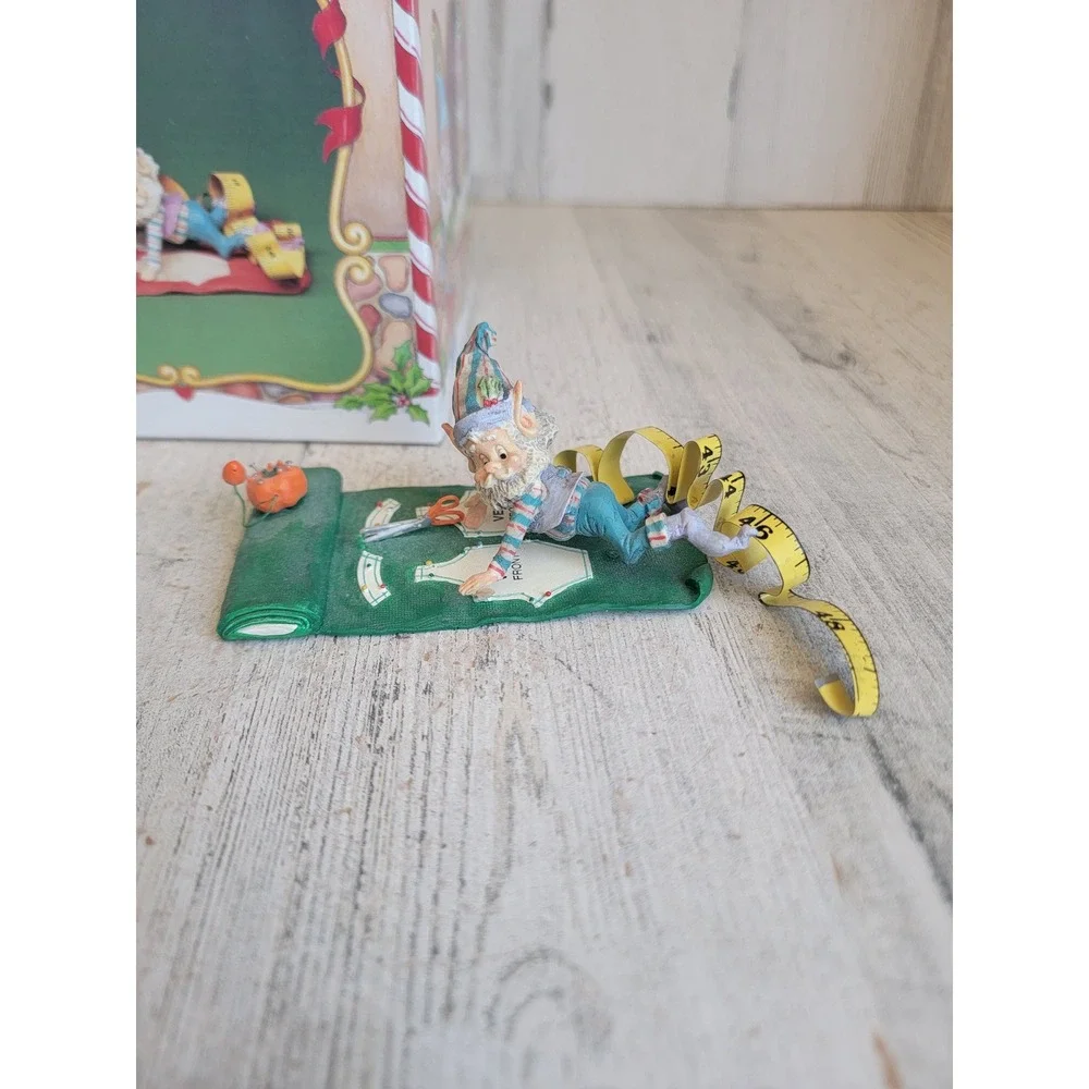 Enesco RARE Pinky AS IS green color variant sewing North Pole Village vintage